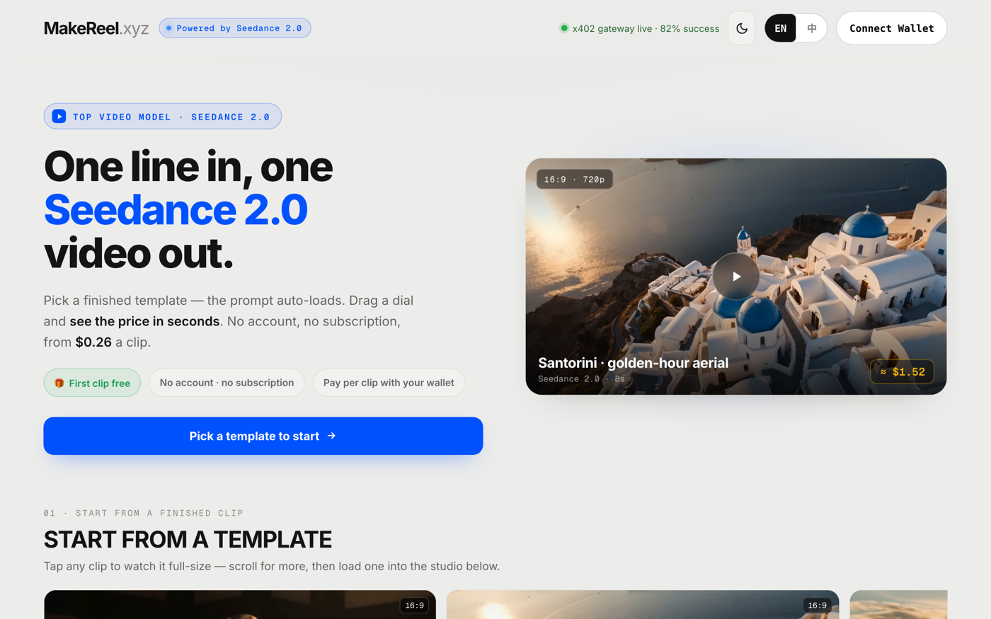 MakeReel — consumer AI video app built on x402video
